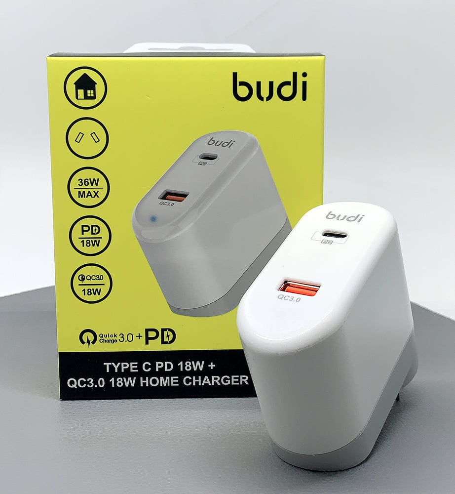 Budi Type-C PD 36W QC3.0 home charger wall charger