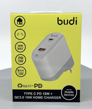 Load image into Gallery viewer, Budi Type-C PD 36W QC3.0 home charger wall charger