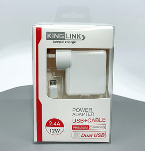 Kinglink M8J906M dual USB home charger with micro cable wall charger